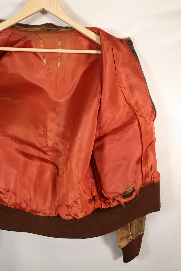 20 世纪 40 年代，尺寸 46，制造商不详，美国空军 A-2 飞行夹克，当前交货，二手。