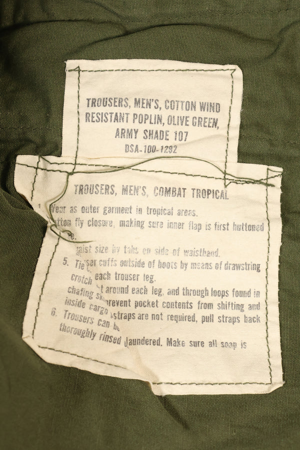 Estimated 1965 contract L-S 2nd Model Jungle Fatigue pants, good condition, used.