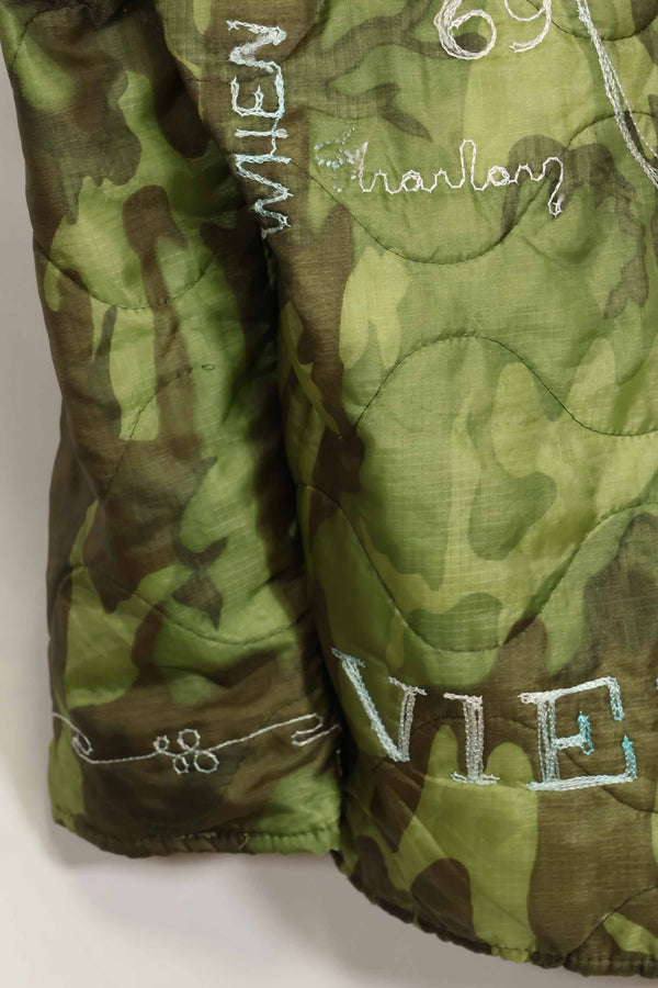 1969年〜70年　ベトナム戦争　ERDL迷彩ポンチョ製　ツアージャケット　ベトジャン　QUINHON　中古品