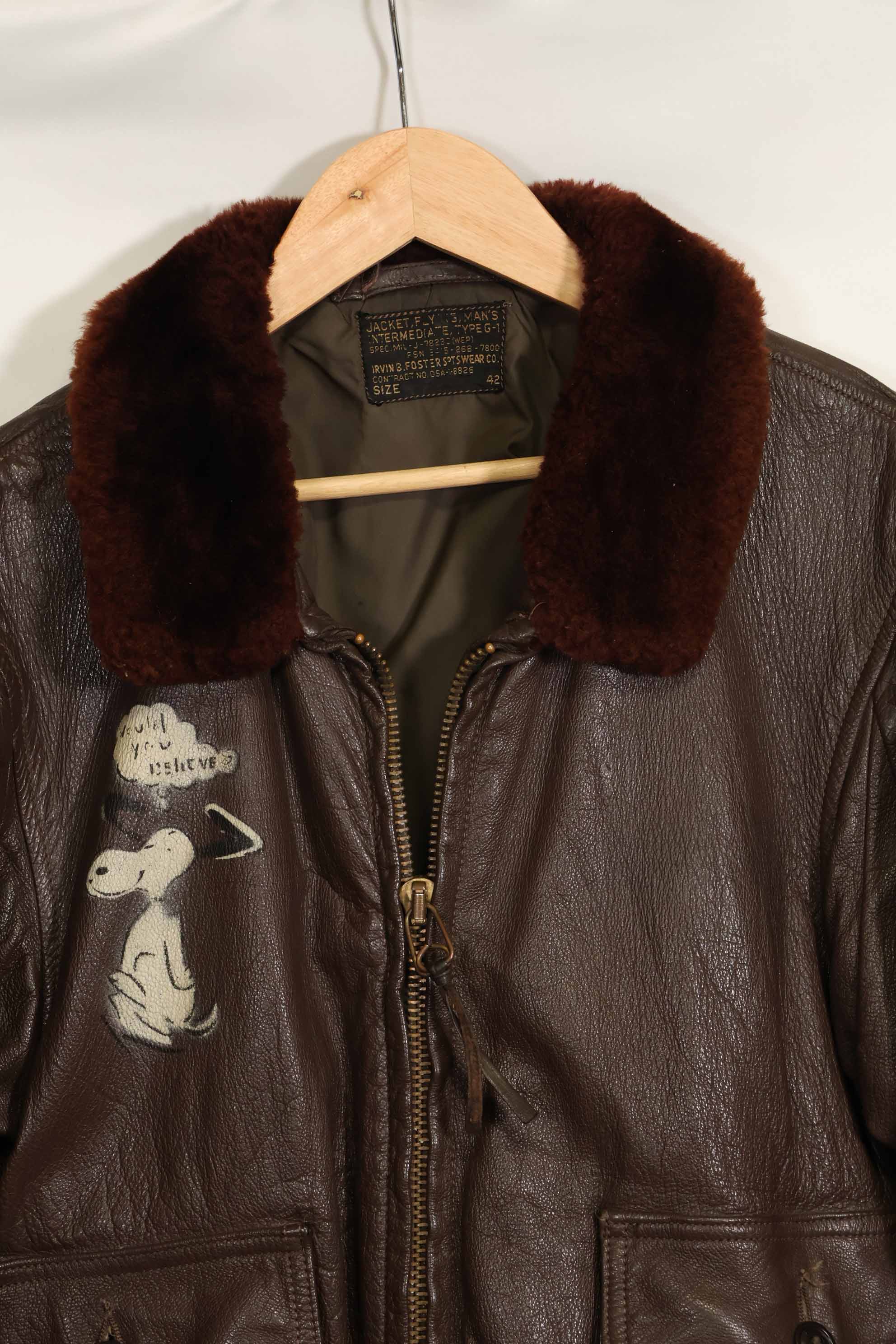 1960's U.S. Navy G-1 Flight Jacket Size 42 Snoopy Local Paint Used