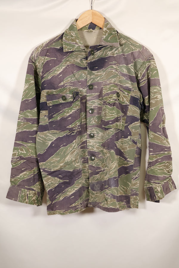 1960年代中頃　推定 A-XL　シルバータイガー　タイガーストライプ　シャツ　退色あり　中古品