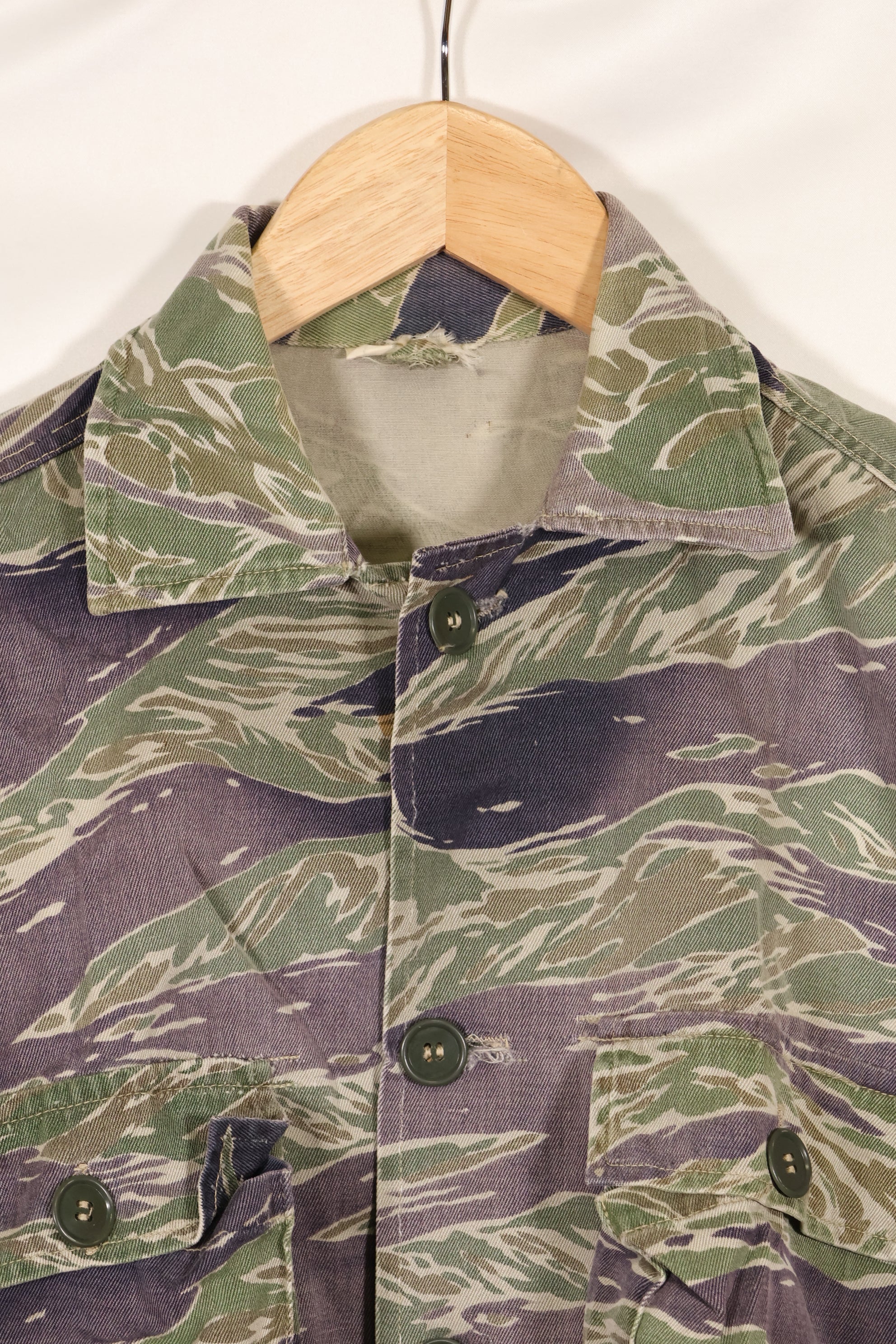 1960年代中頃　推定 A-XL　シルバータイガー　タイガーストライプ　シャツ　退色あり　中古品