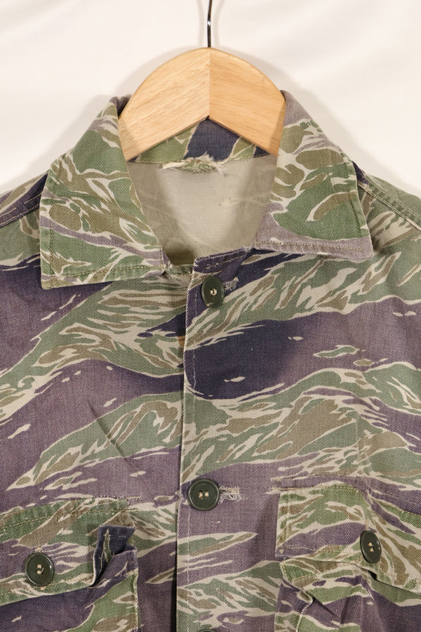 1960年代中頃　推定 A-XL　シルバータイガー　タイガーストライプ　シャツ　退色あり　中古品