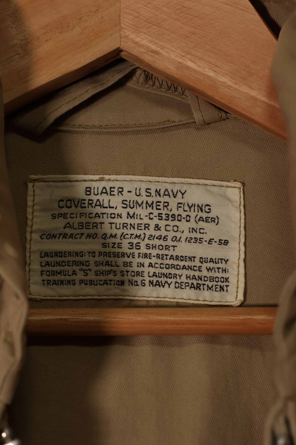 実物　1958年製　アメリカ海軍　夏用フライトスーツ　36 SHORT　サイズ　ほぼ未使用　A