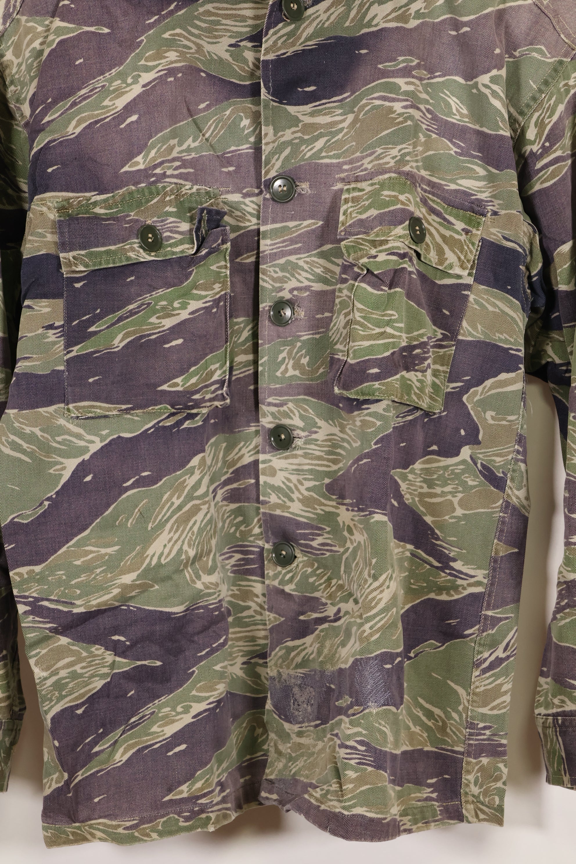 1960年代中頃　推定 A-XL　シルバータイガー　タイガーストライプ　シャツ　退色あり　中古品