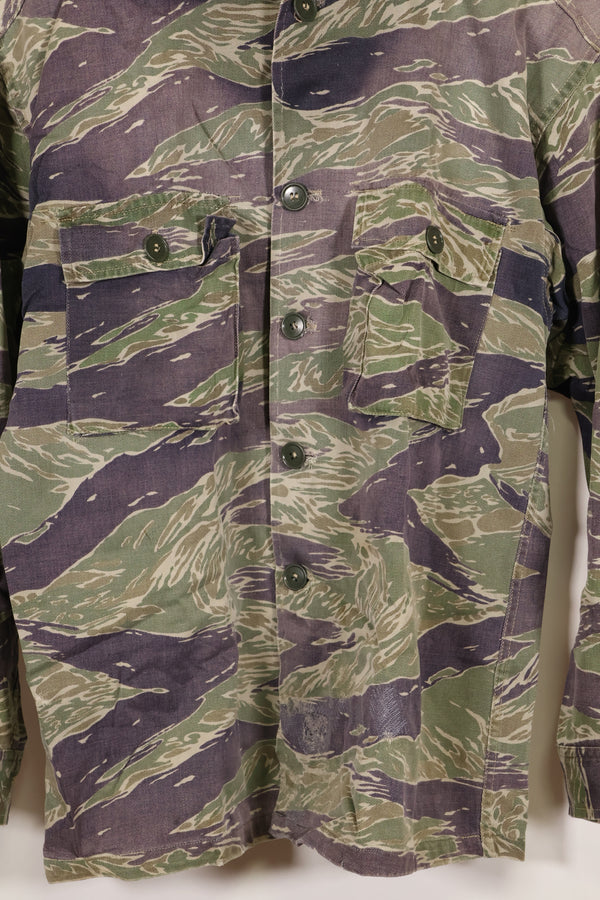 1960年代中頃　推定 A-XL　シルバータイガー　タイガーストライプ　シャツ　退色あり　中古品