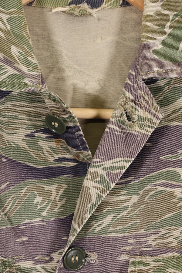 1960年代中頃　推定 A-XL　シルバータイガー　タイガーストライプ　シャツ　退色あり　中古品