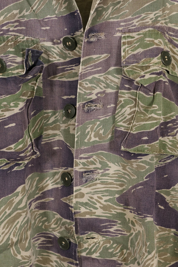 1960年代中頃　推定 A-XL　シルバータイガー　タイガーストライプ　シャツ　退色あり　中古品