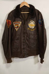 1960's U.S. Navy G-1 Flight Jacket, missing label, with first-attached patch, used.