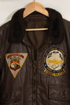1960's U.S. Navy G-1 Flight Jacket, missing label, with first-attached patch, used.