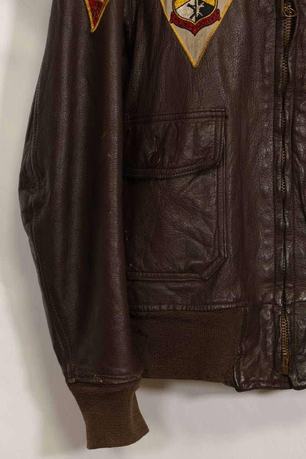 1960's U.S. Navy G-1 Flight Jacket, missing label, with first-attached patch, used.