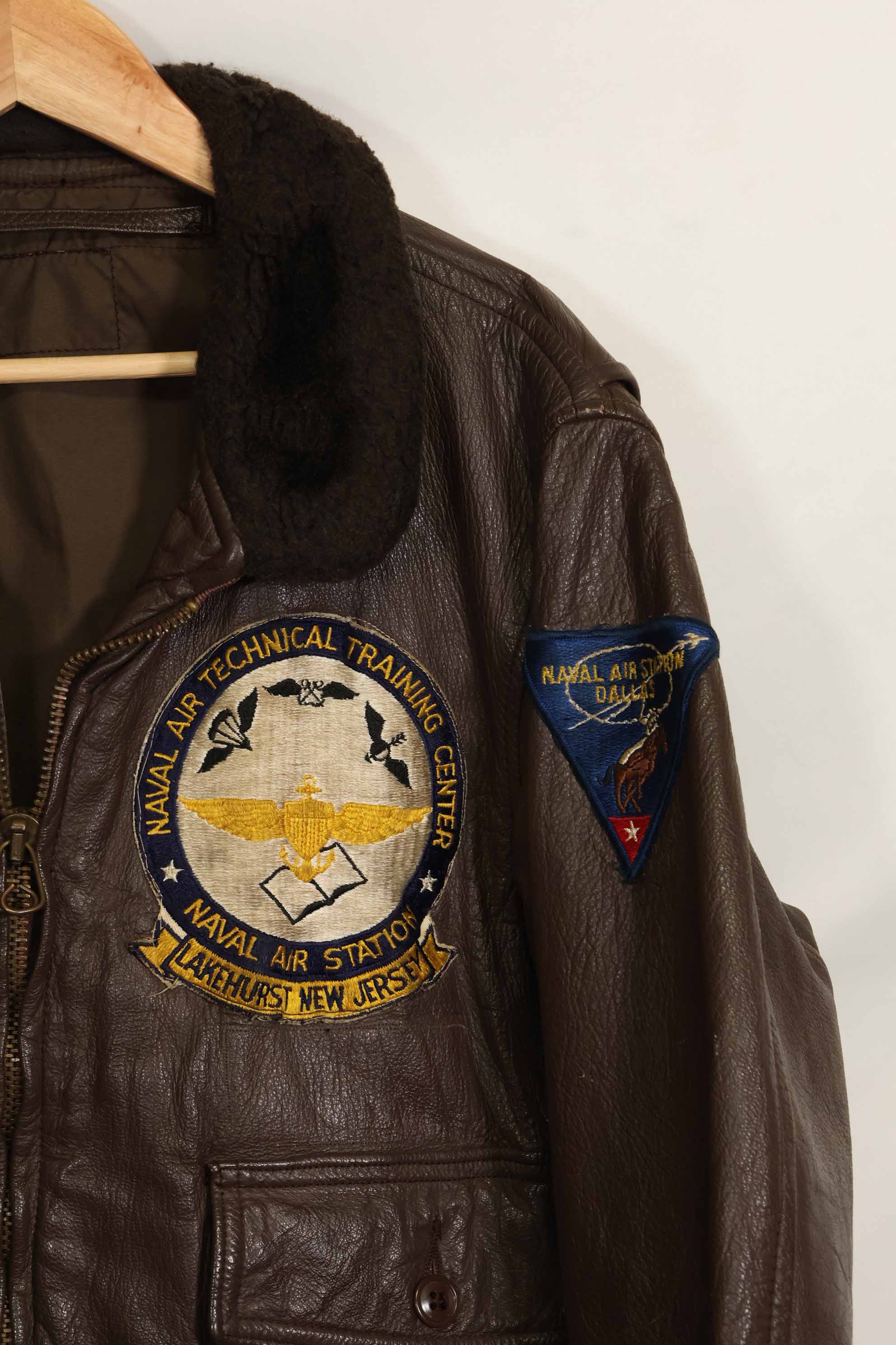 1960's U.S. Navy G-1 Flight Jacket, missing label, with first-attached patch, used.