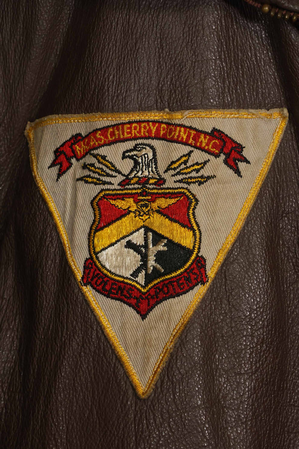 1960's U.S. Navy G-1 Flight Jacket, missing label, with first-attached patch, used.