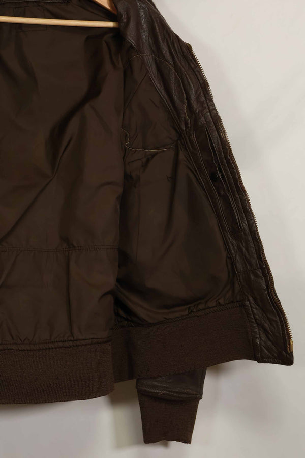 1960's U.S. Navy G-1 Flight Jacket, missing label, with first-attached patch, used.