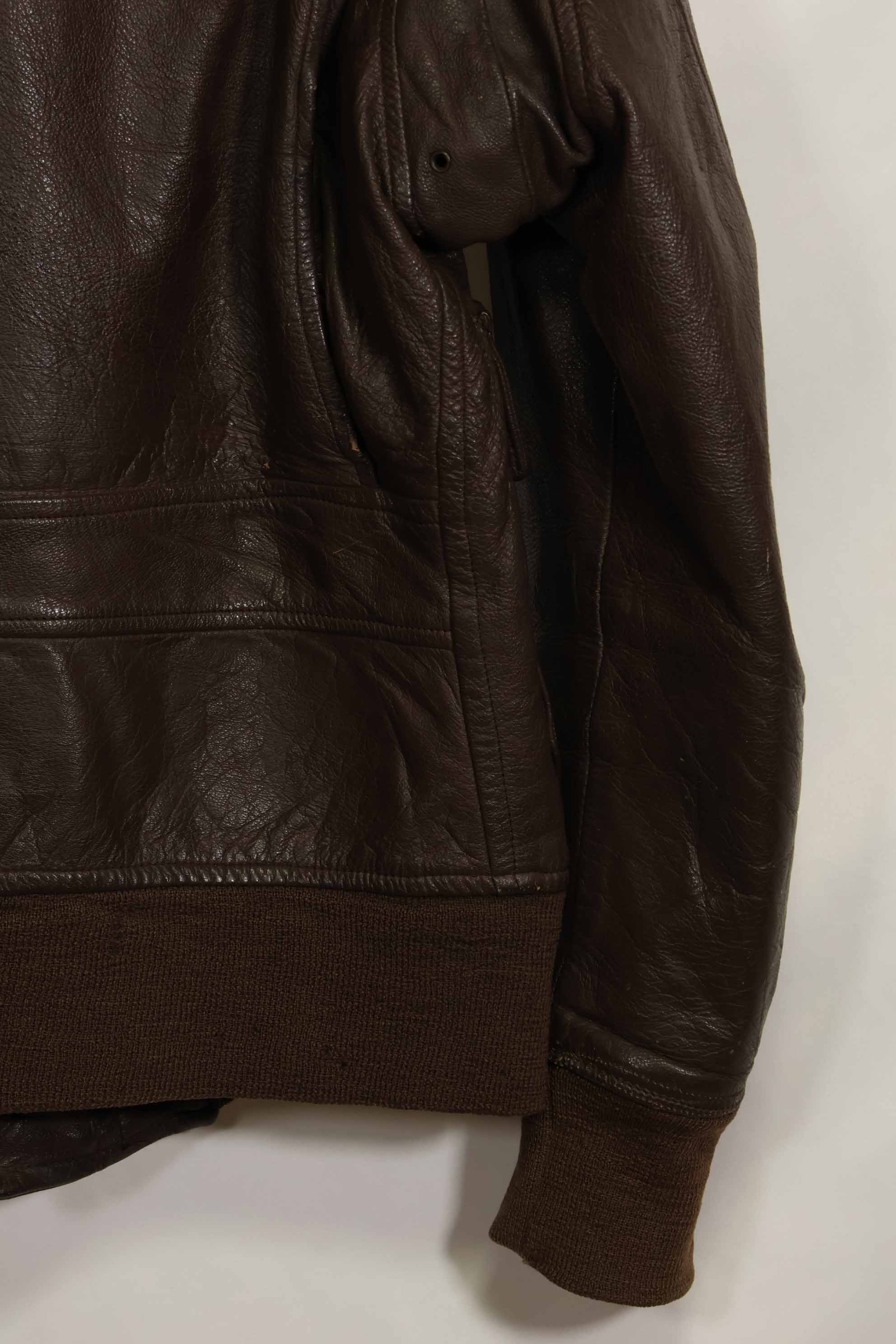 1960's U.S. Navy G-1 Flight Jacket, missing label, with first-attached patch, used.