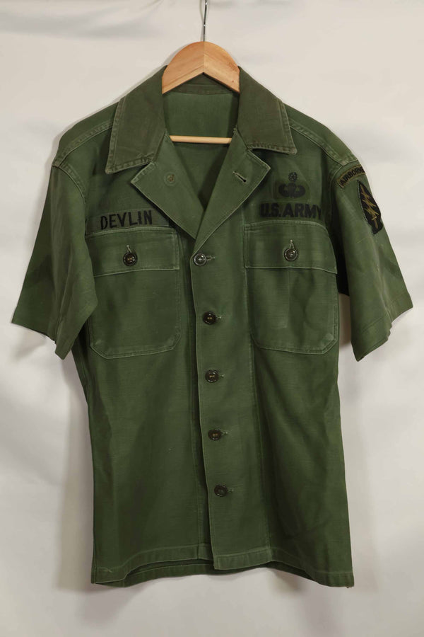 1960年代　元グリーンベレー兵士放出　OG-107　ユーティリティシャツ　初付け　パッチ付き　中古品　A