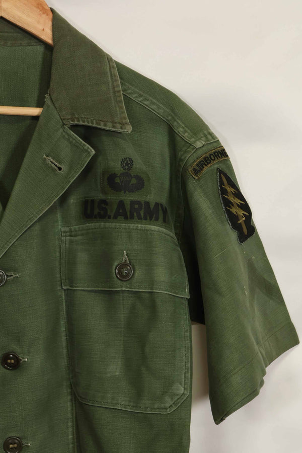 1960年代　元グリーンベレー兵士放出　OG-107　ユーティリティシャツ　初付け　パッチ付き　中古品　A