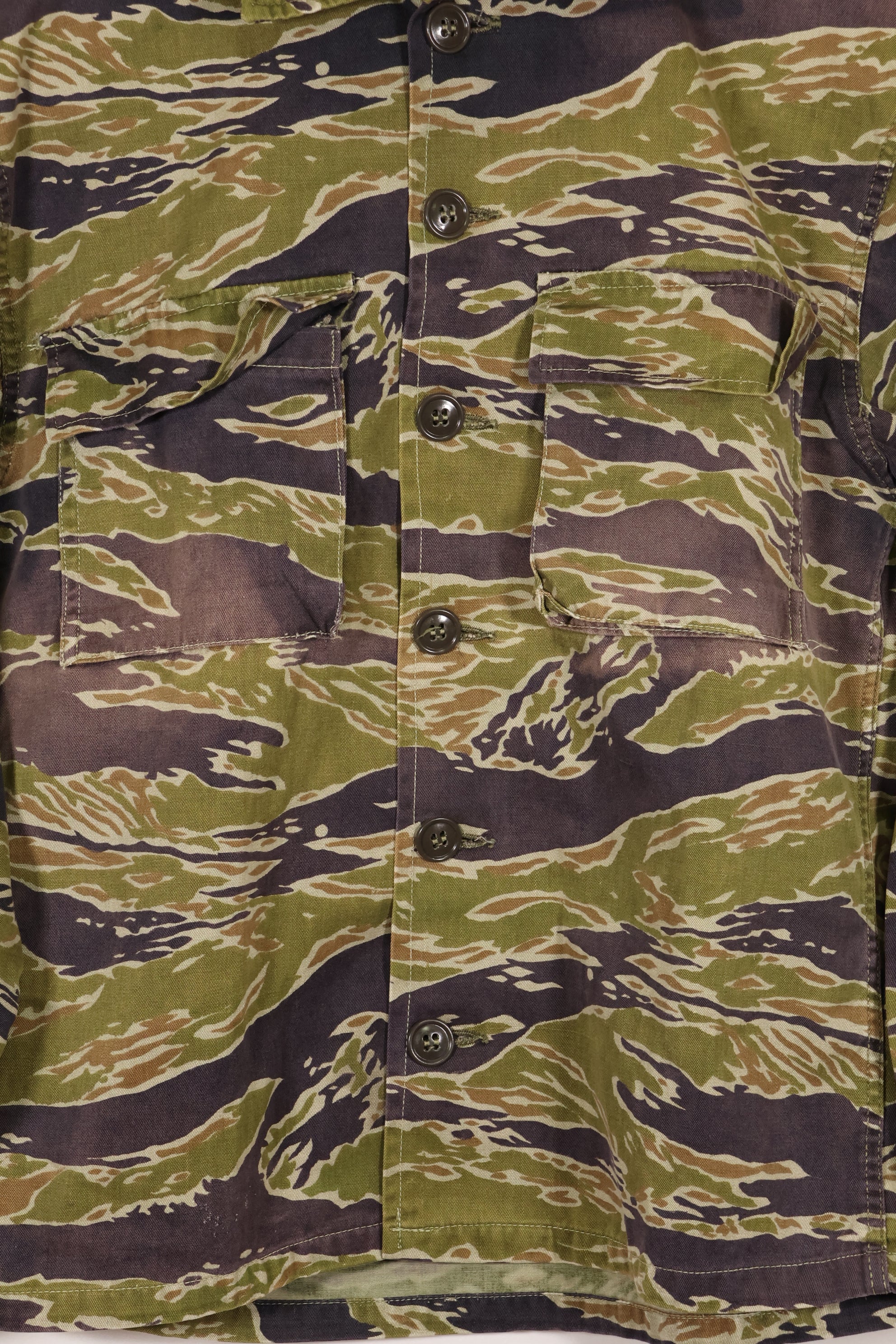 実物　レイトウォーパターン　タイガーストライプ　シャツ　ヘビーウェイト生地　中古品