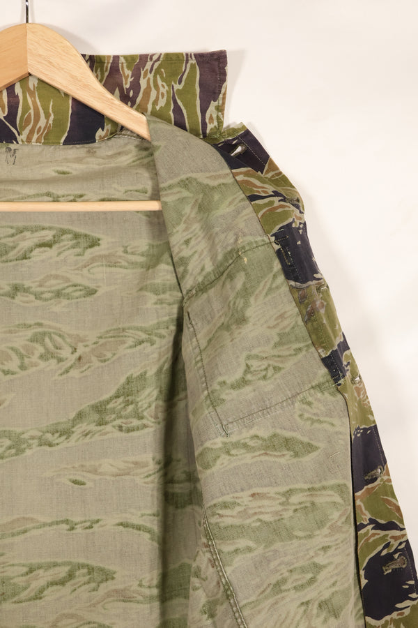 実物　レイトウォーパターン　タイガーストライプ　シャツ　ヘビーウェイト生地　中古品