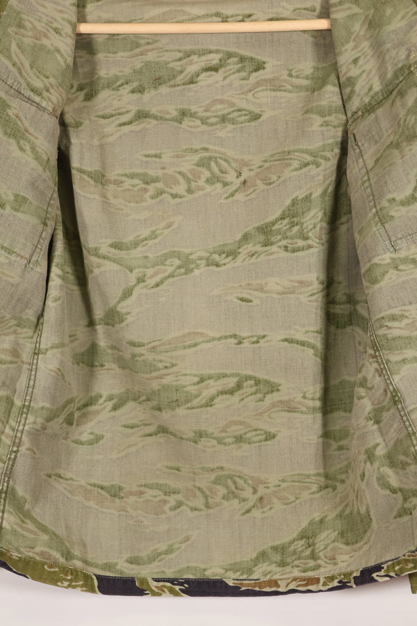 実物　レイトウォーパターン　タイガーストライプ　シャツ　ヘビーウェイト生地　中古品