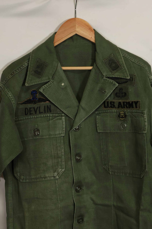 1960年代　元グリーンベレー兵士放出　OG-107　ユーティリティシャツ　初付け　パッチ付き　中古品　B