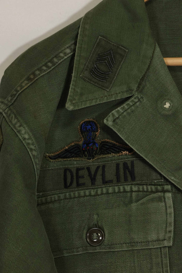 1960年代　元グリーンベレー兵士放出　OG-107　ユーティリティシャツ　初付け　パッチ付き　中古品　B