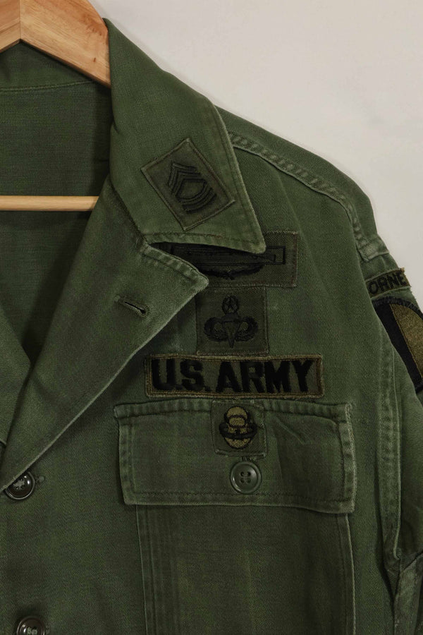 1960年代　元グリーンベレー兵士放出　OG-107　ユーティリティシャツ　初付け　パッチ付き　中古品　B