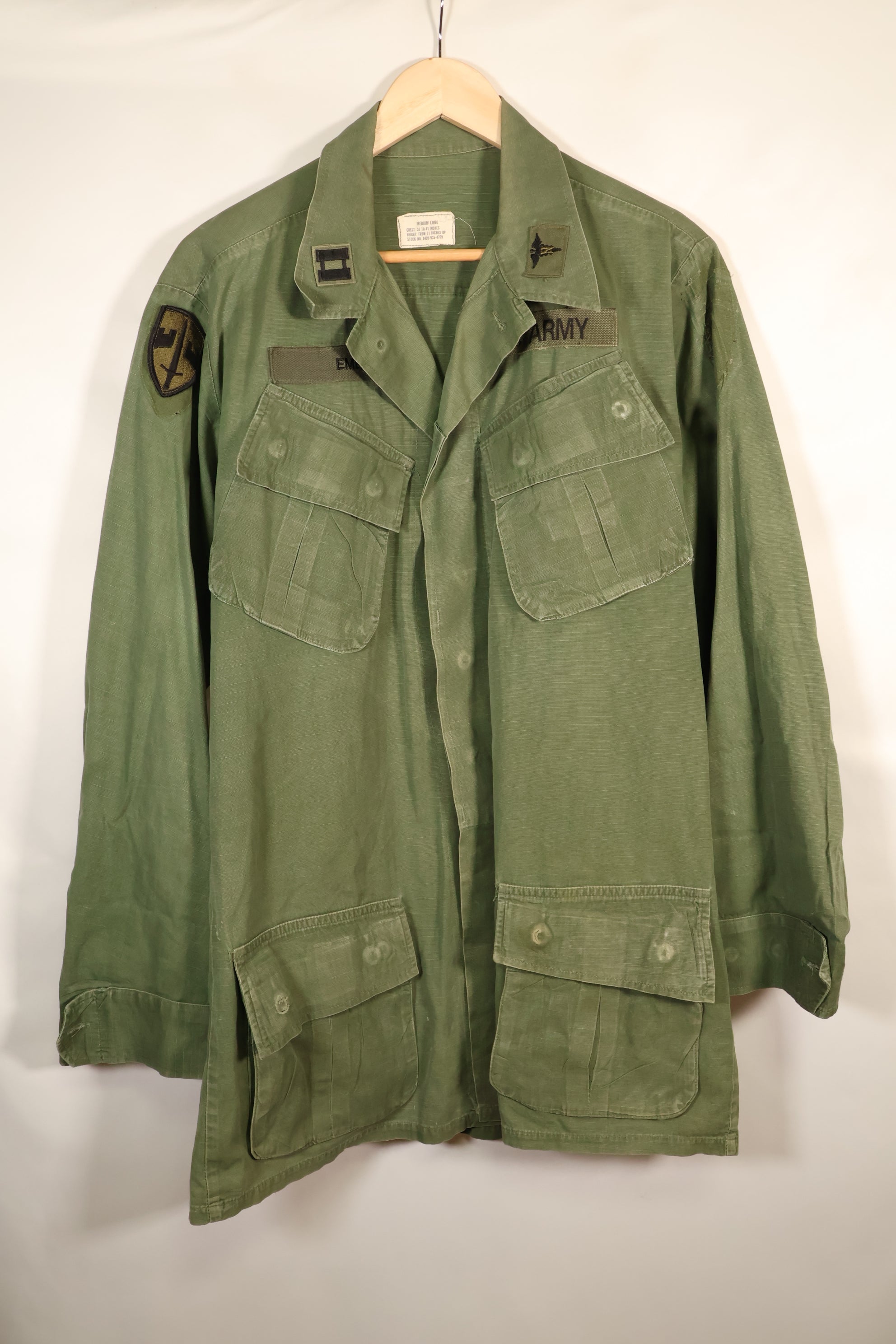 1969年契約　M-L　4th Model ジャングルファティーグ　ジャケット　パッチ後付け　中古品