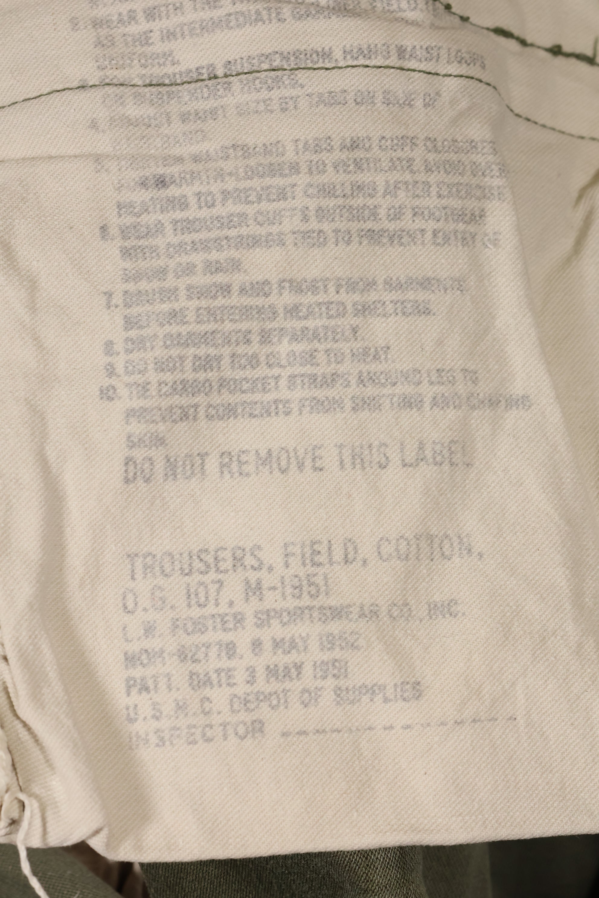 実物　1950年代　アメリカ軍　M51 コットン　フィールドパンツ　中古品　M-R