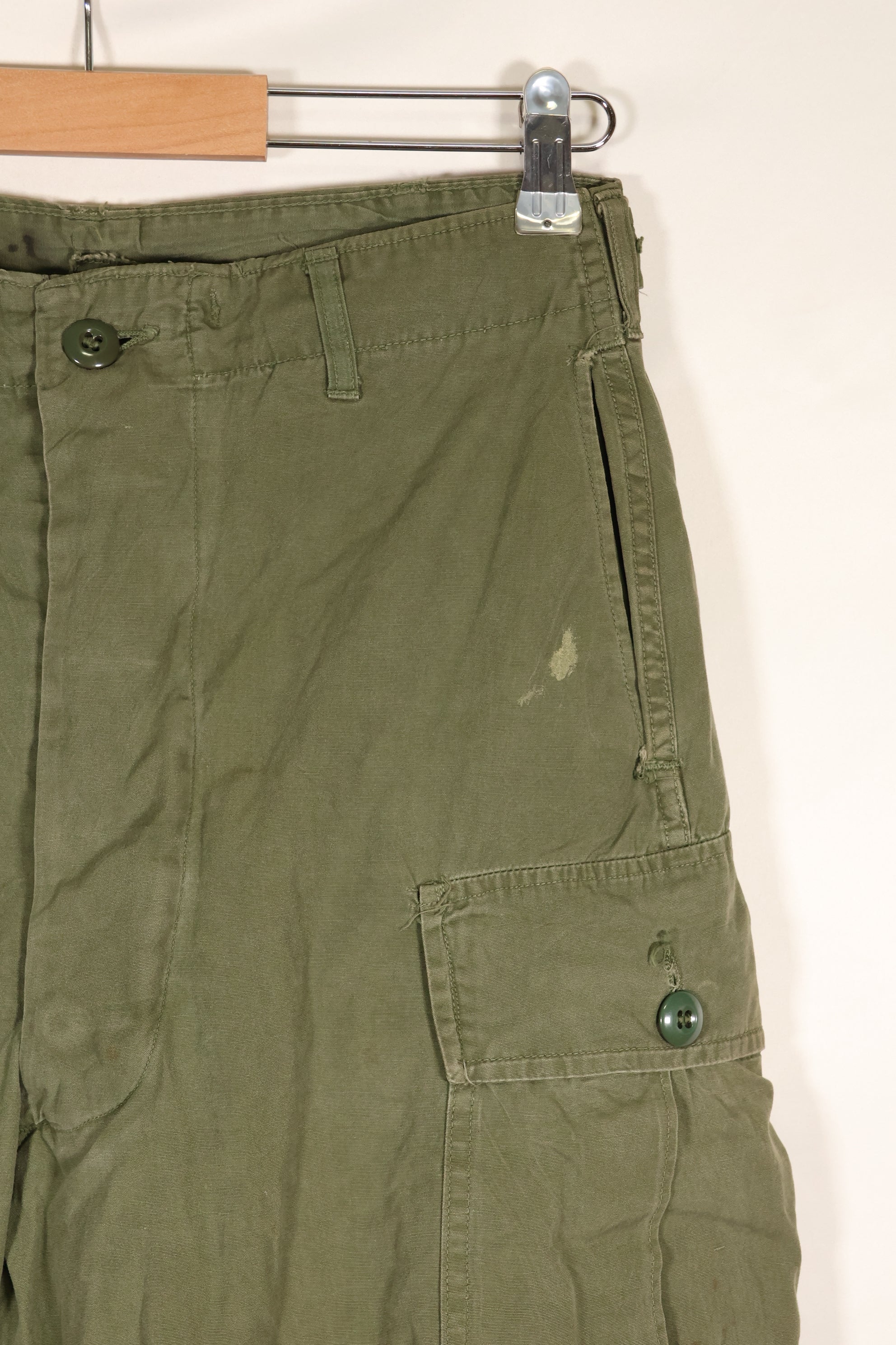 1964 年合同 S-L，带折边第一型丛林疲劳裤，褪色，使用过。