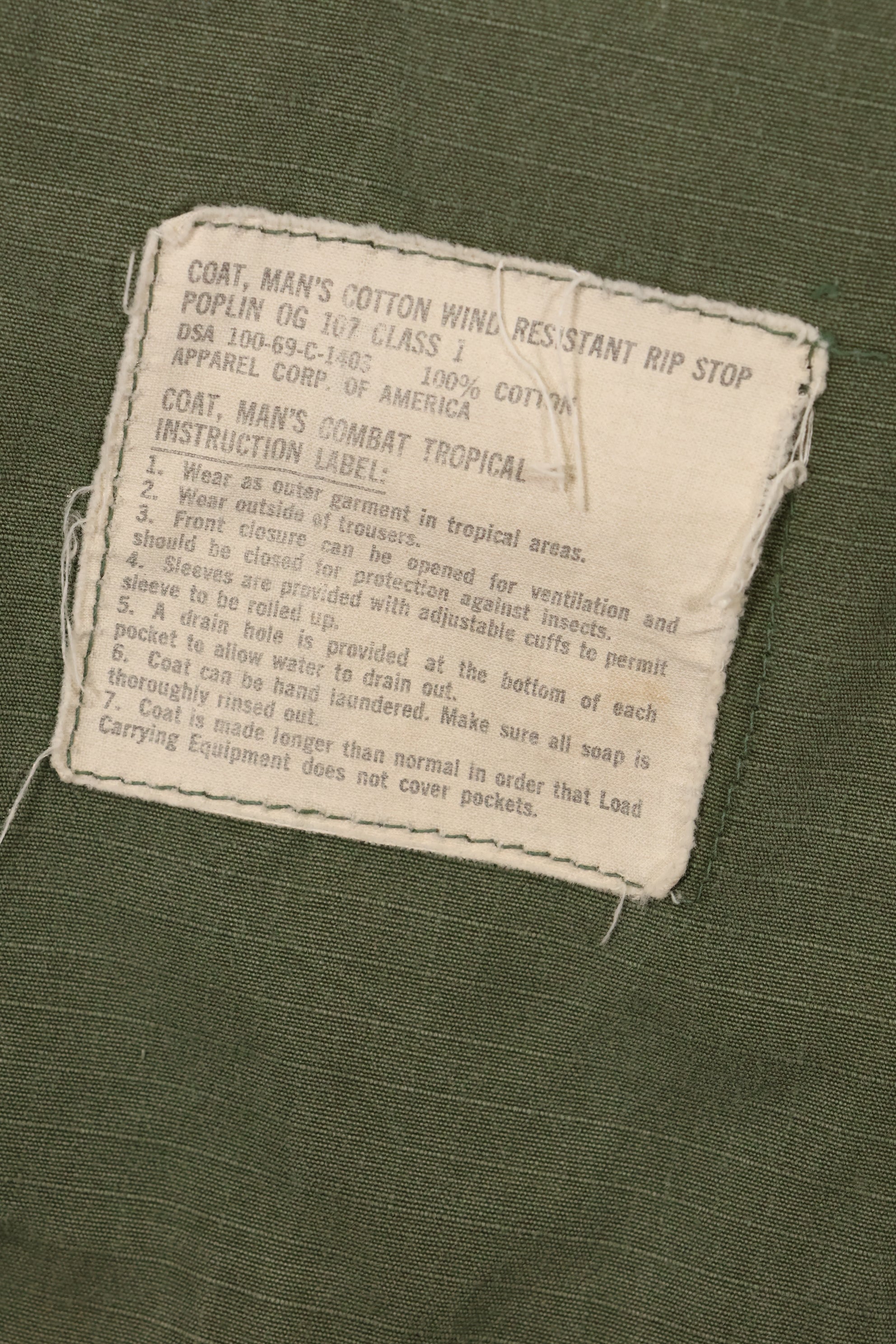 Circa 1969 S-S Size 4th Model Jungle Fatigue Jacket Used Film Company Release