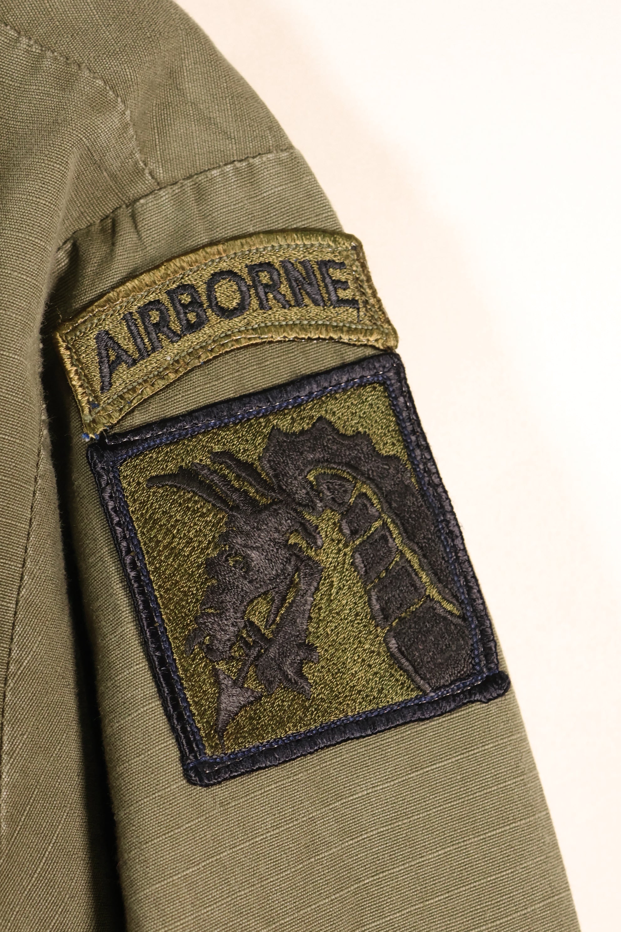 1969 Contract, M-R, 4th Model Jungle Fatigue Jacket, With Aftermarket Patches, Used