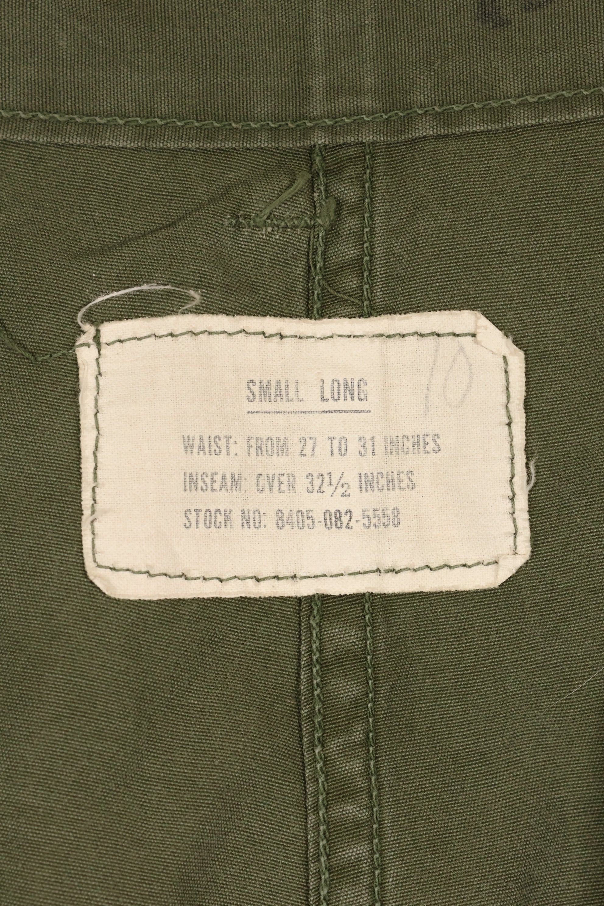 1964 年合同 S-L，带折边第一型丛林疲劳裤，褪色，使用过。