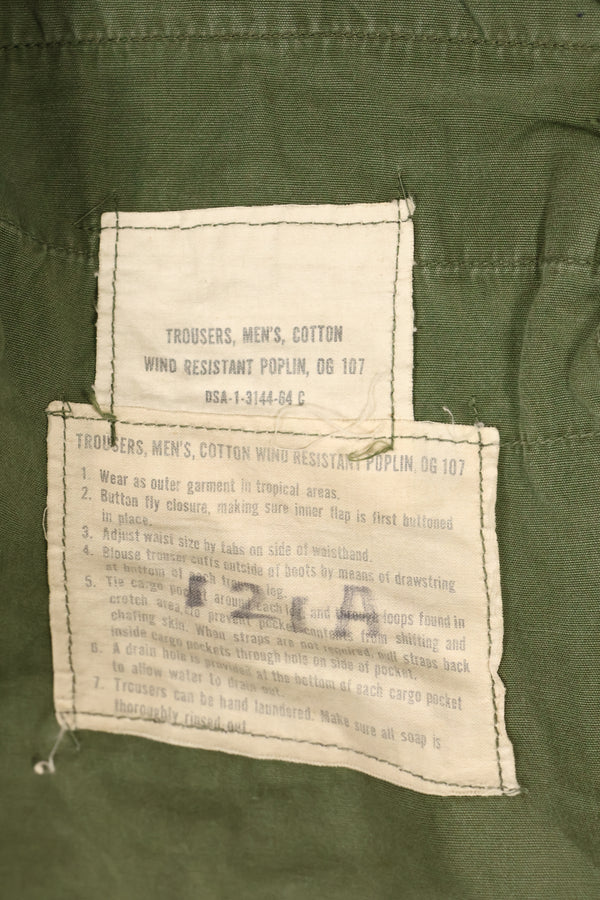 1964 年合同 S-L，带折边第一型丛林疲劳裤，褪色，使用过。