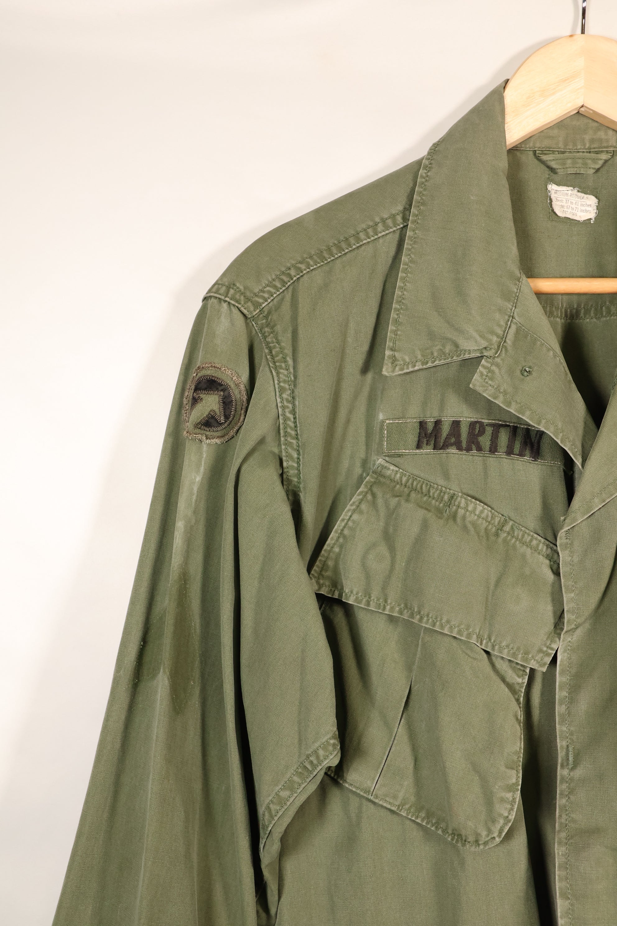 1967年契約　M-R　アメリカ陸軍　3rd Model ジャングルファティーグ　ジャケット　パッチ付　中古品