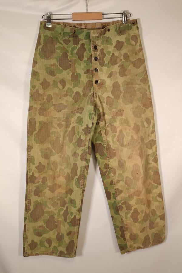 1940s, WWII, USMC, P-44, Frogskin Camouflage, HBT Pants, Used