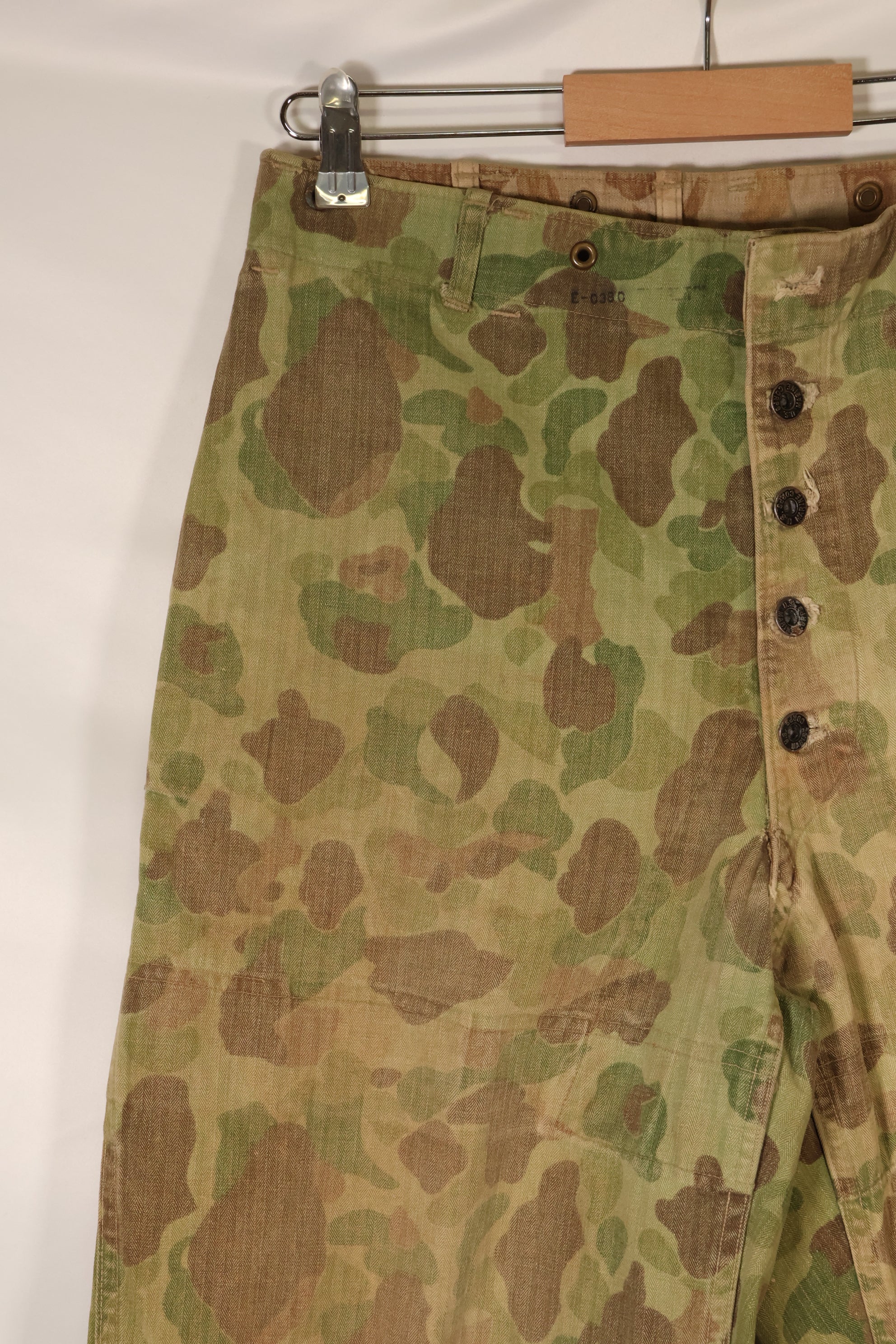 1940s, WWII, USMC, P-44, Frogskin Camouflage, HBT Pants, Used