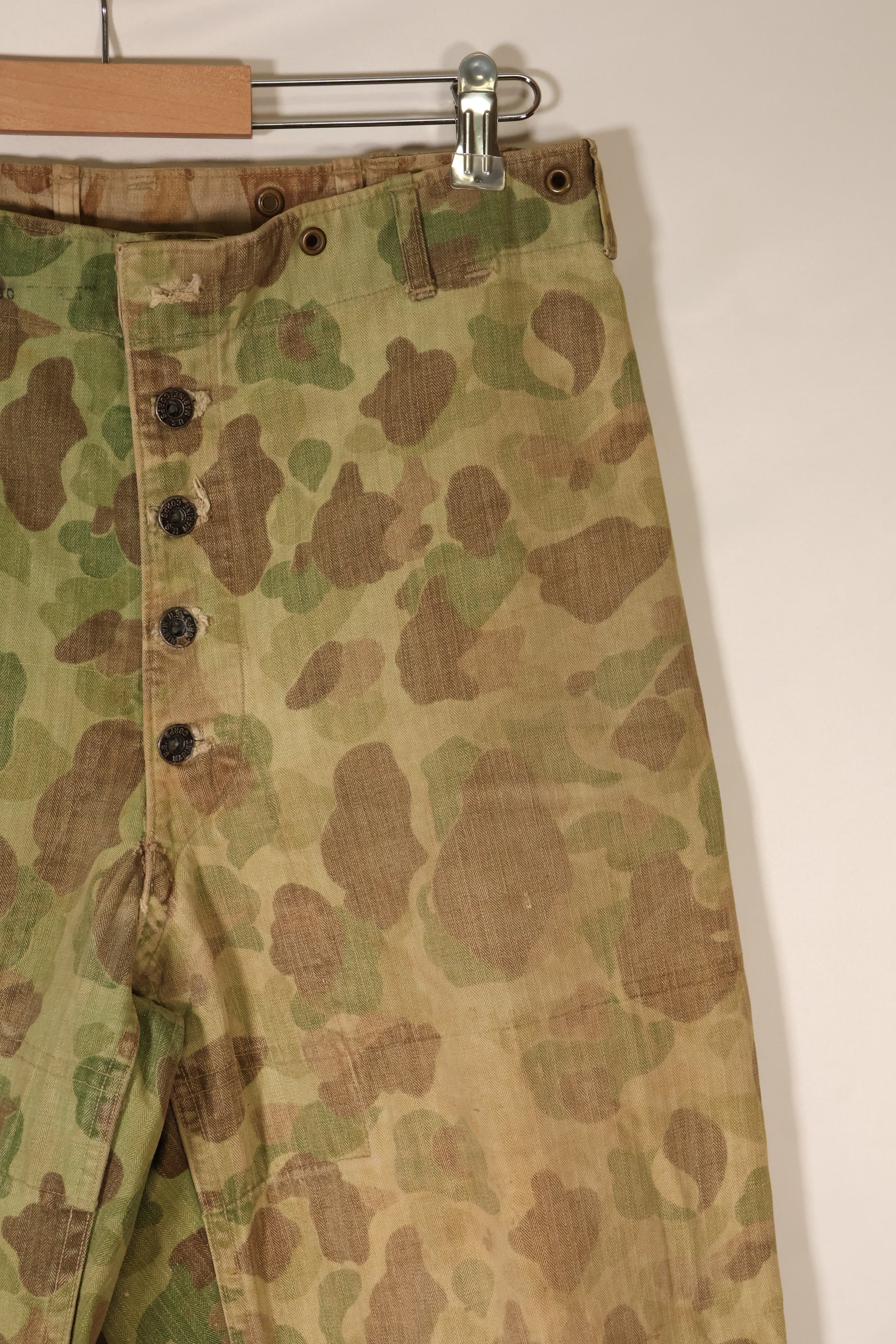 1940s, WWII, USMC, P-44, Frogskin Camouflage, HBT Pants, Used