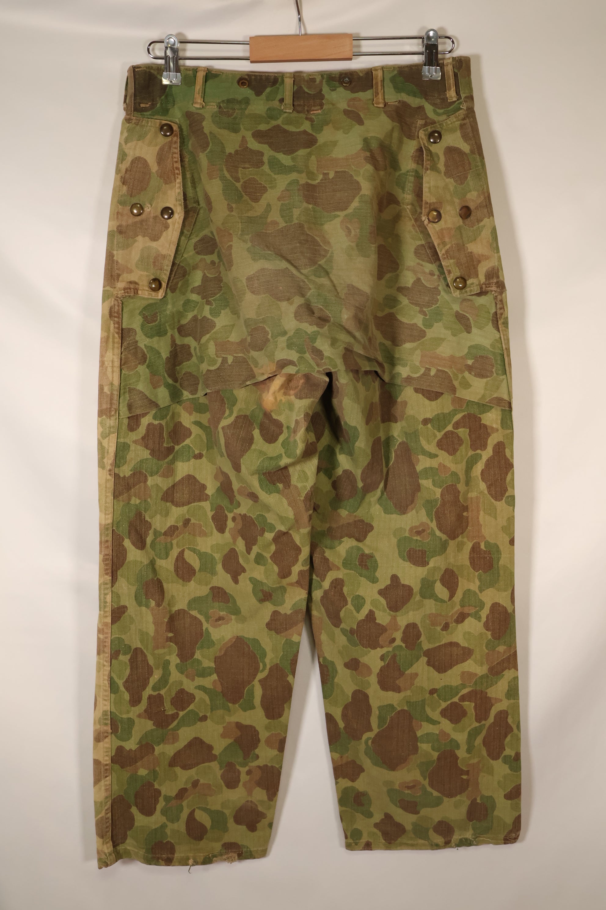 1940s, WWII, USMC, P-44, Frogskin Camouflage, HBT Pants, Used
