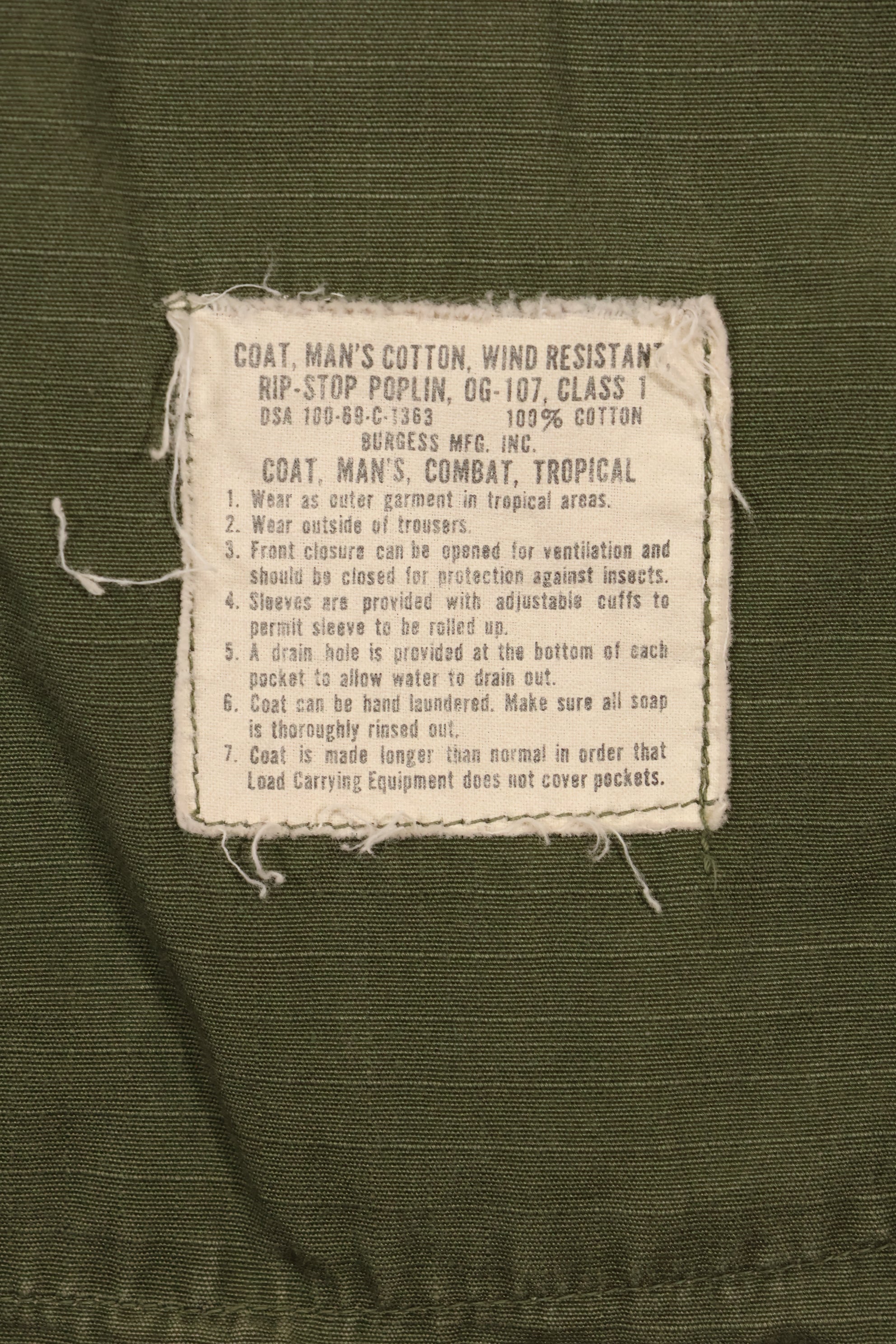 Circa 1969 S-S Size 4th Model Jungle Fatigue Jacket Used Film Company Release D