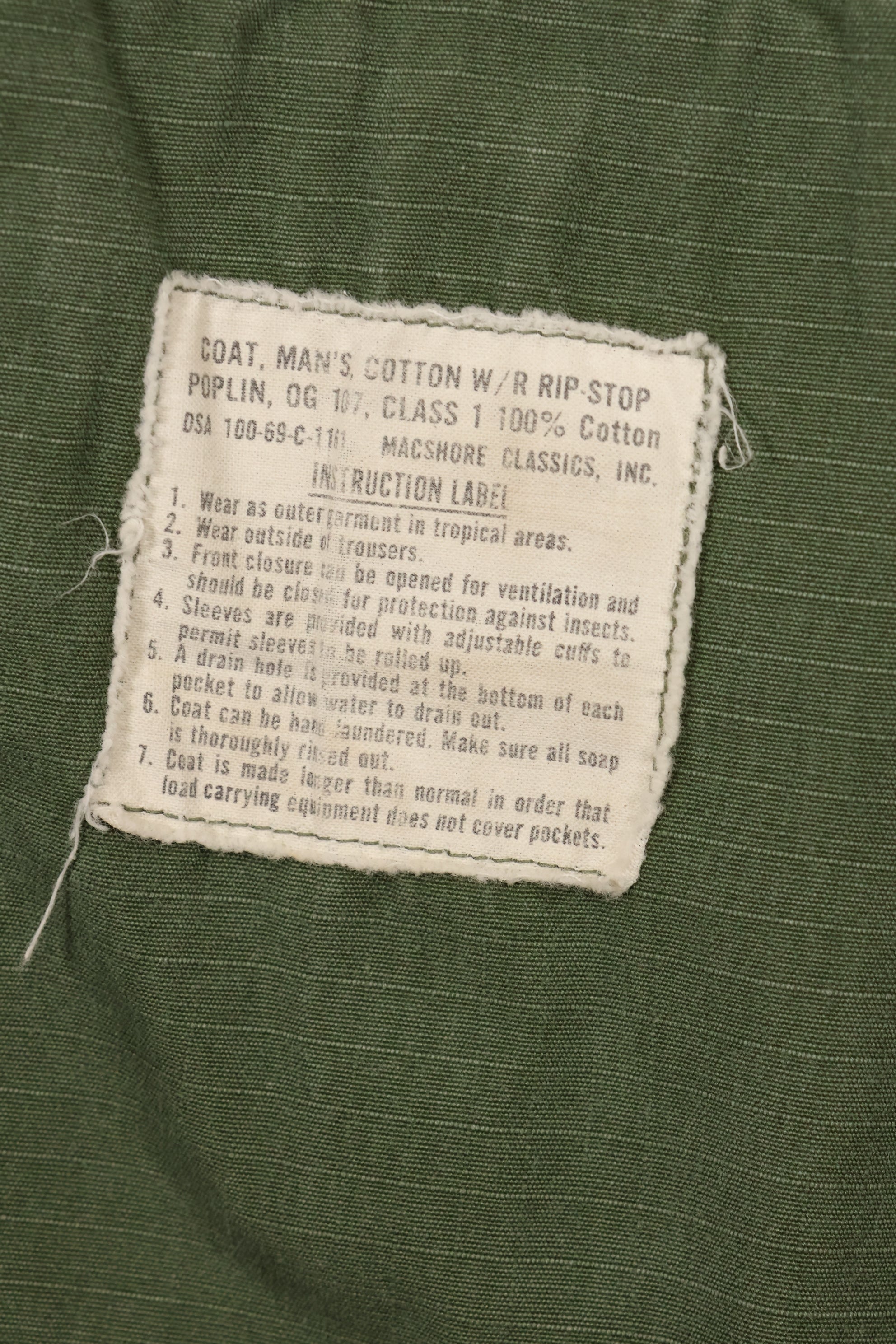 Circa 1969 S-S Size 4th Model Jungle Fatigue Jacket Used Film Company Release E