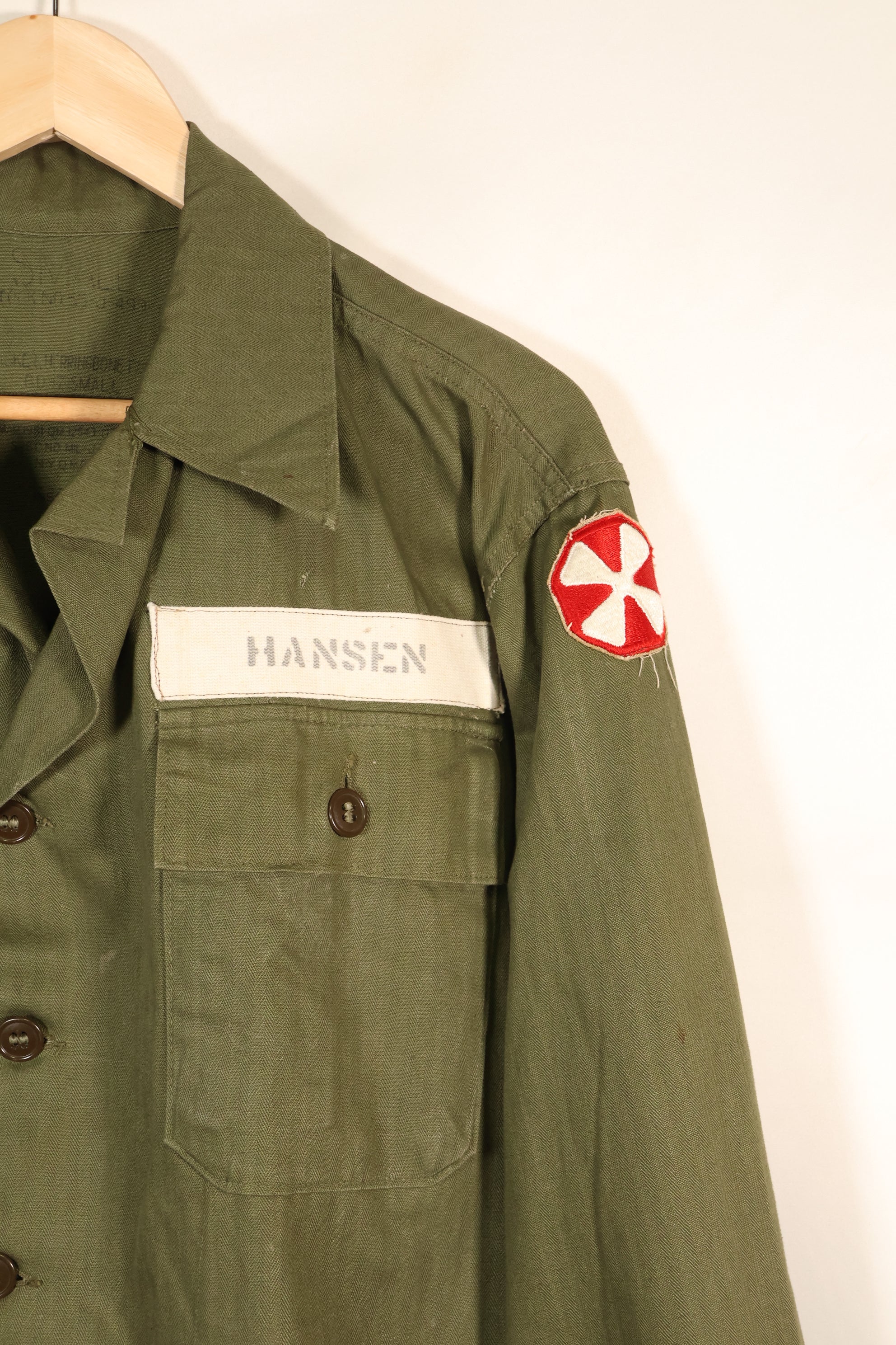 1947年契約　SMALL　M-1947　HBT　ユーティリティシャツ　パッチ付き　中古品