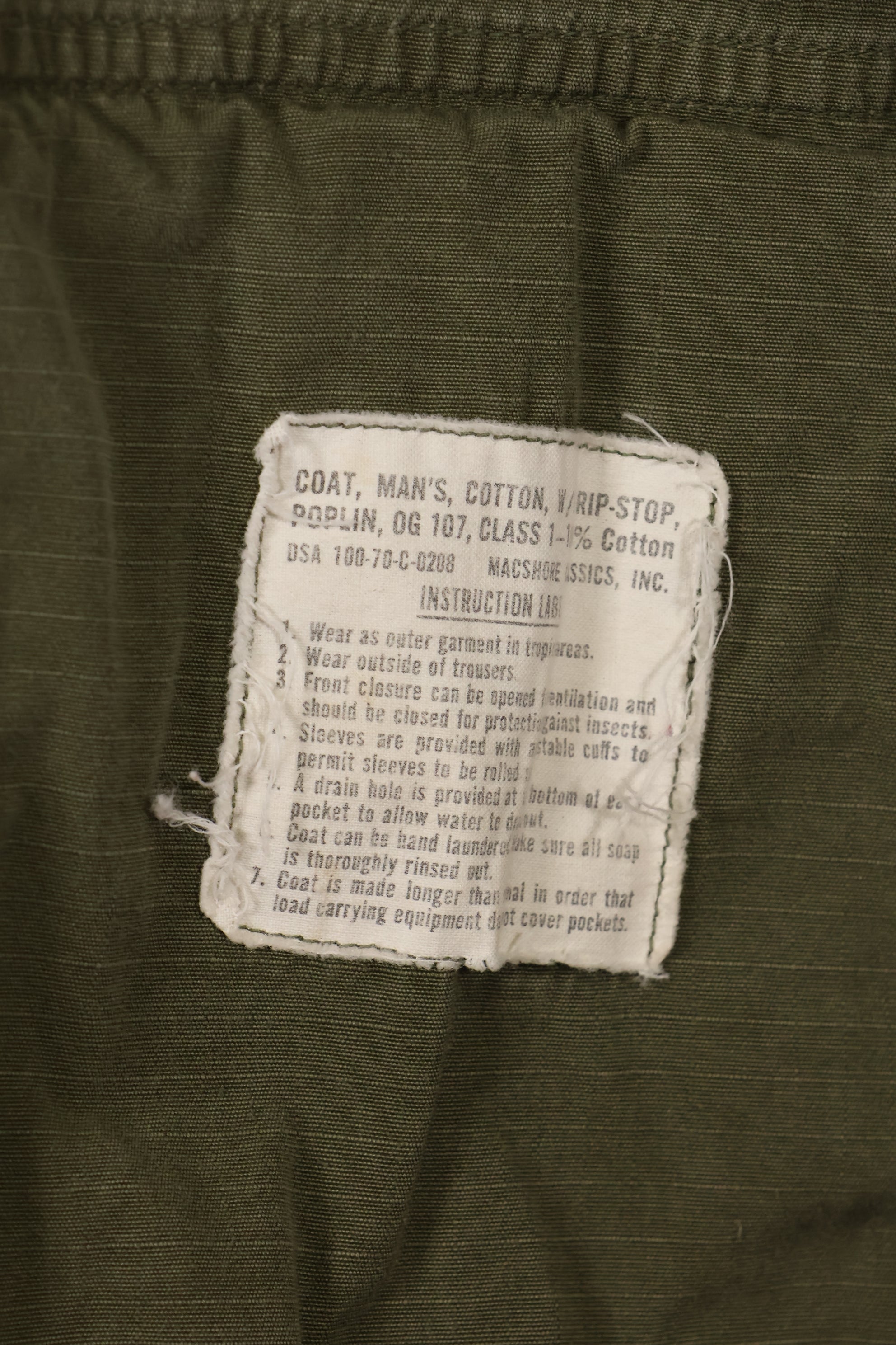 Circa 1970 S-S Size 4th Model Jungle Fatigue Jacket, Used, Released by Film Company