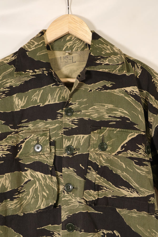 Mid-1960s US-L Okinawa Tiger Pattern Tiger Stripe US-Cut Shirt, Used