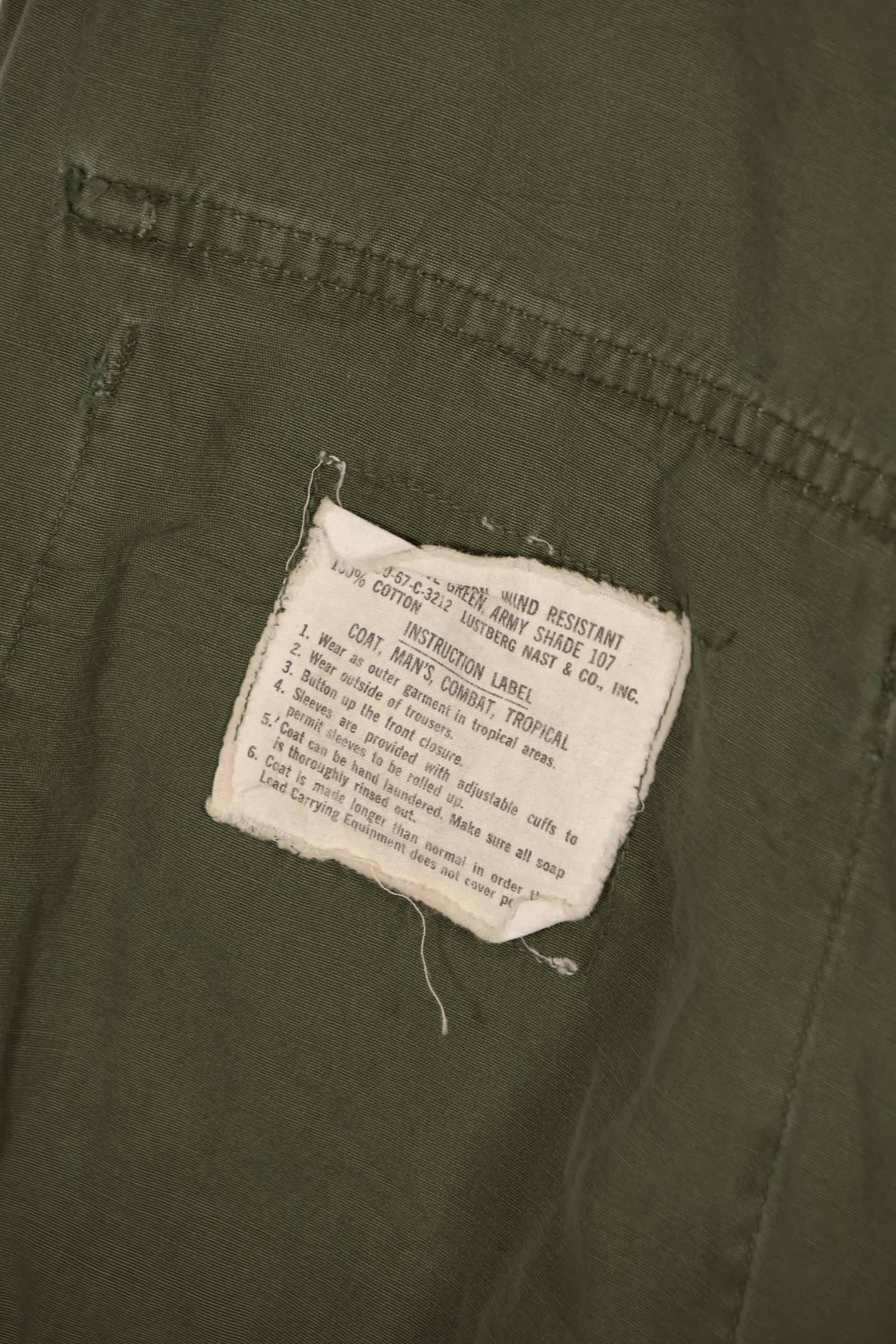 実物　1967年製　3rd Model ジャングルファティーグ　ジャケット　L-R　大きめ　中古品