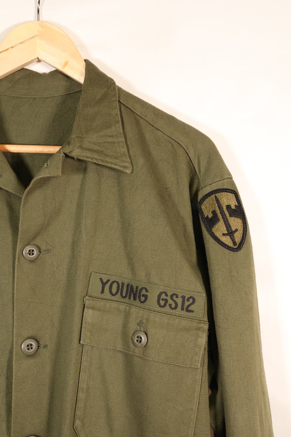 1960年代　推定MEDIUM　OG-107　ユーティリティシャツ　レア裁断　パッチ後付け　中古品
