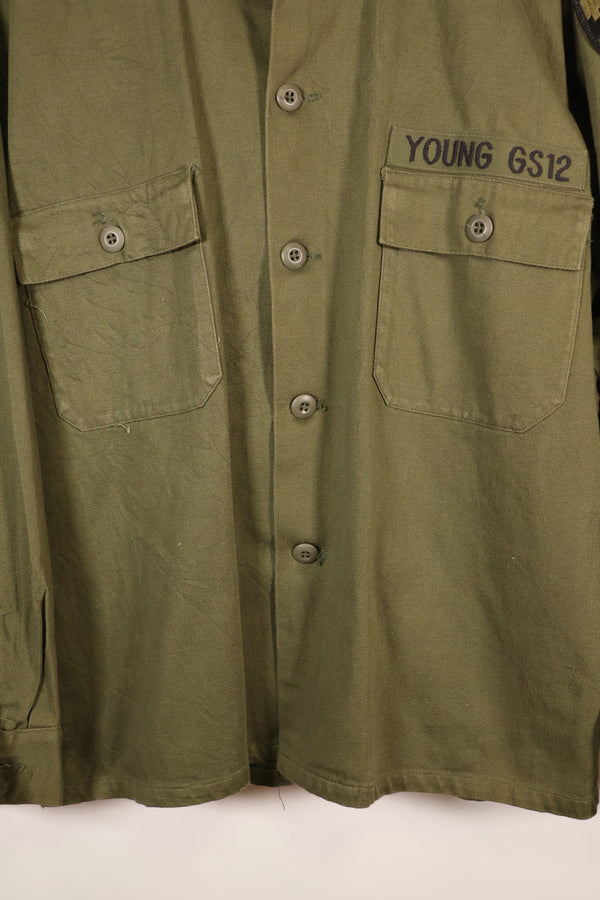 1960年代　推定MEDIUM　OG-107　ユーティリティシャツ　レア裁断　パッチ後付け　中古品