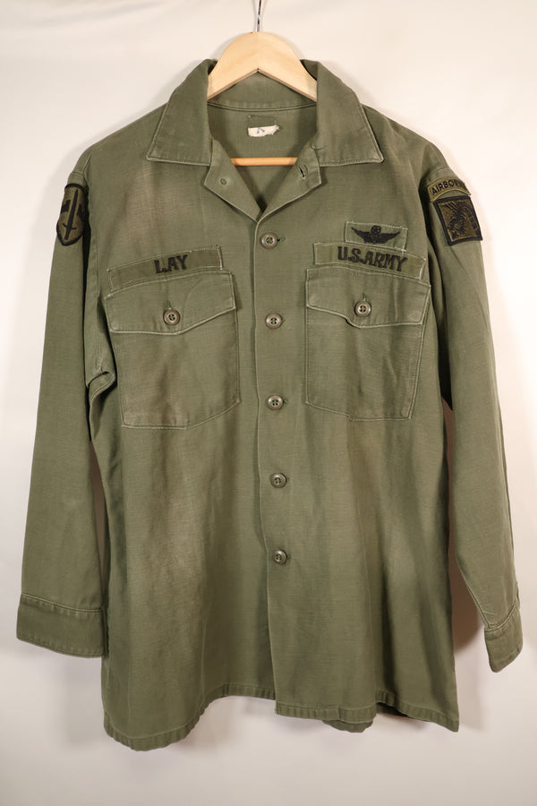 1960年代後半契約　16 1/2 x 32　OG-107　ユーティリティシャツ　パッチ付き　中古品