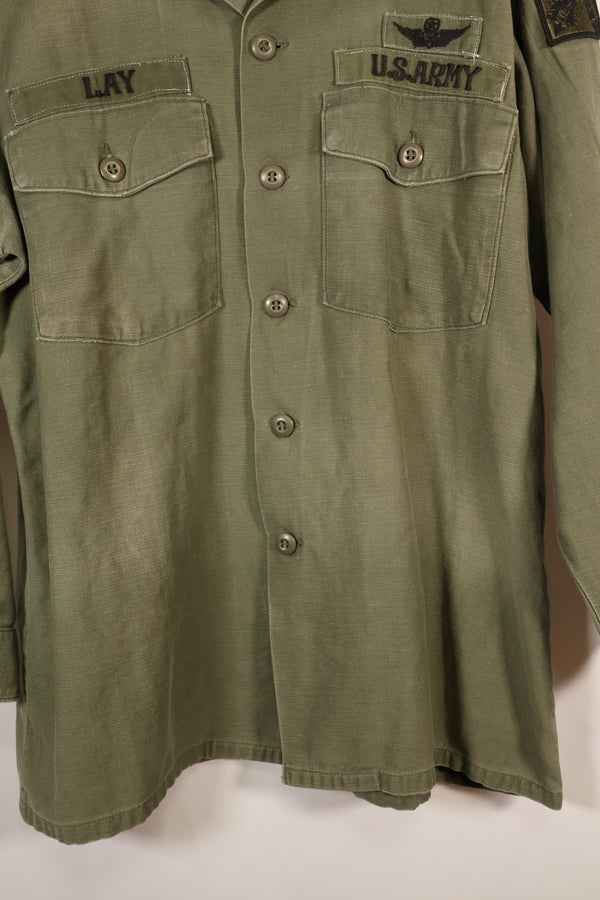 1960年代後半契約　16 1/2 x 32　OG-107　ユーティリティシャツ　パッチ付き　中古品