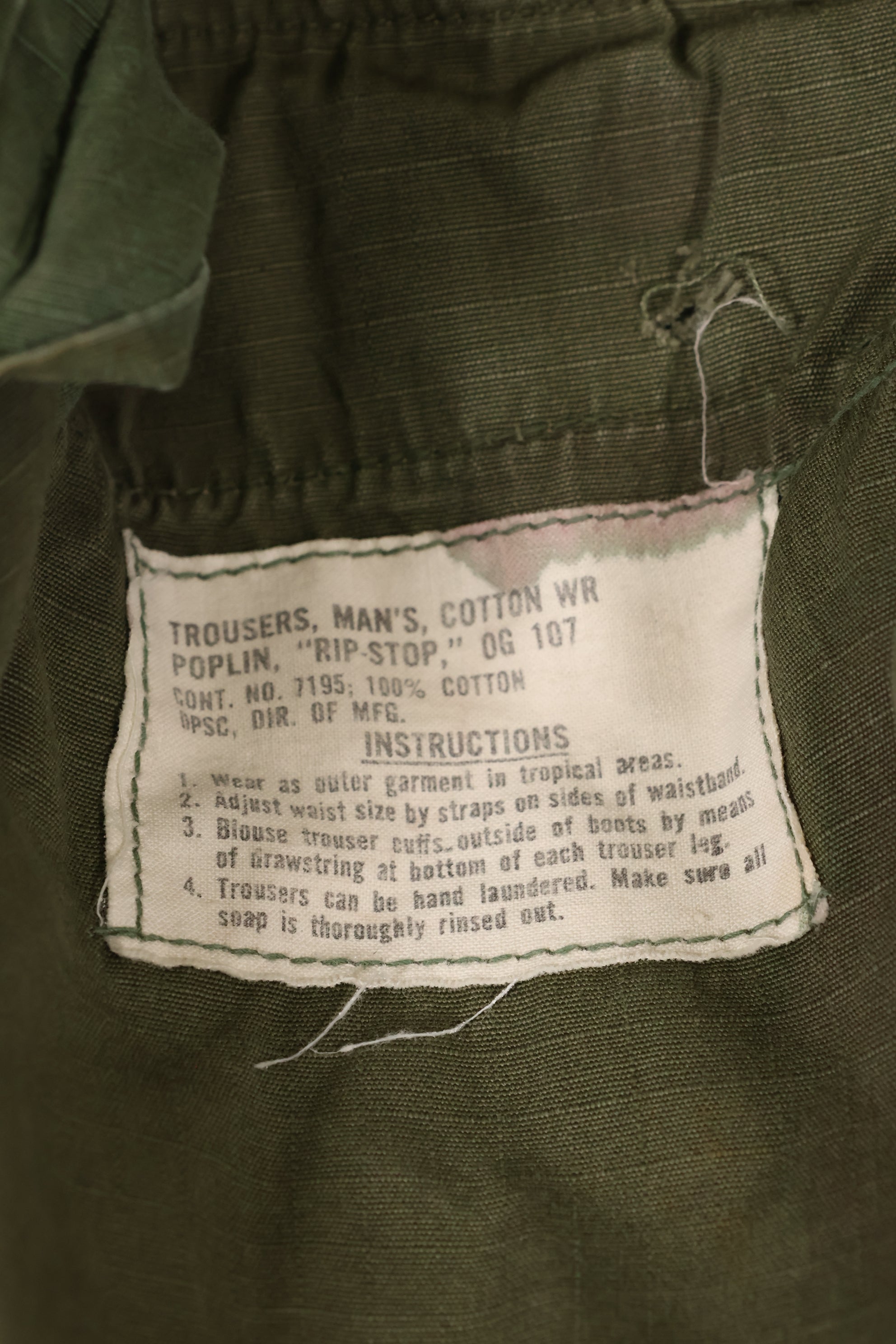 1967〜68年頃　M-Sサイズ　4th Model ジャングルファティーグ　パンツ　中古品　映画会社放出 A